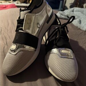Qupid Silver and Black Men's Sneakers